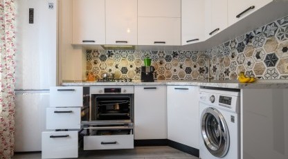 Bucătărie MODERNĂ, de colț, în nuanță - albă Bucătarii moderne